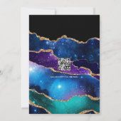 Elegante Galaxy Blue, Paarse & Gouden Agaat QR-cod Kaart (Achterkant)
