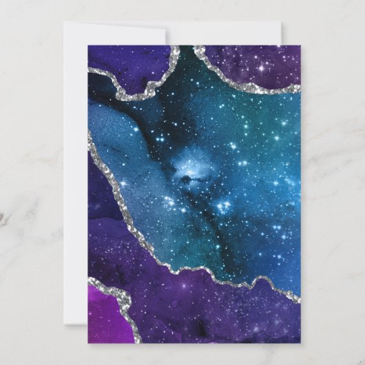 Elegante Galaxy Silver Agaat bruiloft uitnodiging (Achterkant)