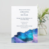 Elegante Galaxy Silver Agaat bruiloft uitnodiging (Staand voorkant)