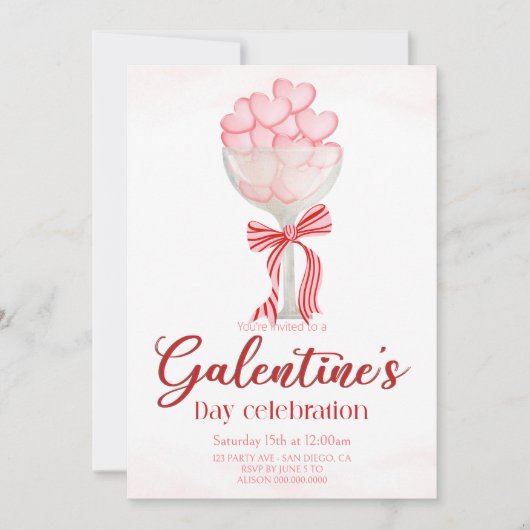 Elegante Galentine's Day uitnodiging (Voorkant)