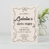 Elegante Galentine's Girls Night Kaart (Staand voorkant)