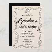 Elegante Galentine's Girls Night Kaart (Voorkant / Achterkant)