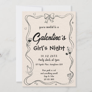 Elegante Galentine's Girls Night Kaart