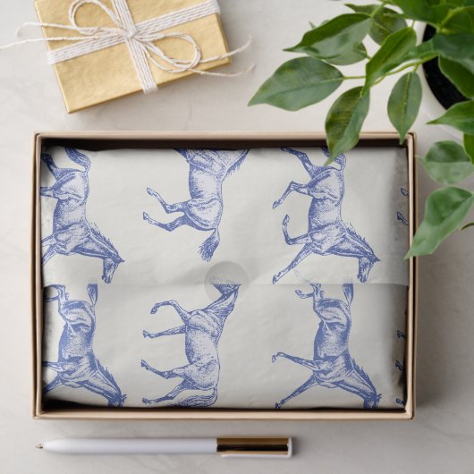 Elegante  galopperende paarden Blauw Toile Tissuepapier (Geschenk)