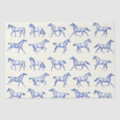 Elegante  galopperende paarden Blauw Toile Tissuepapier (Voorkant)