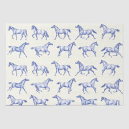 Elegante galopperende paarden Blauw Toile Tissuepapier