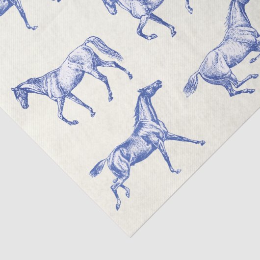 Elegante  galopperende paarden Blauw Toile Tissuepapier (Detail)