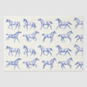 Elegante  galopperende paarden Blauw Toile Tissuepapier (Voorkant)