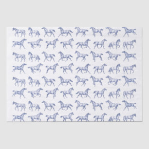 Elegante galopperende paarden blauw wit toilet tissuepapier
