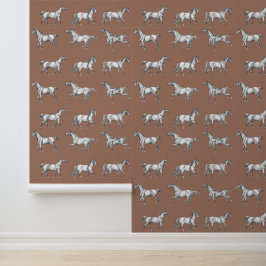 Elegante galopperende paarden bruin toilet behang