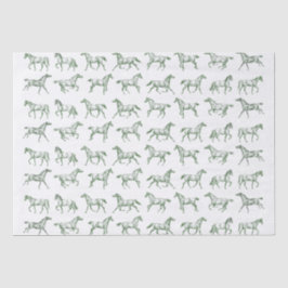 Elegante Galopperende Paarden Groene Toile Tissuepapier