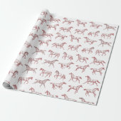 Elegante  galopperende paarden rood toilet cadeaupapier (Uitgerold)