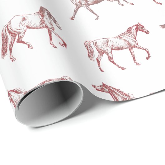 Elegante galopperende paarden rood toilet cadeaupapier (Rol Hoek)