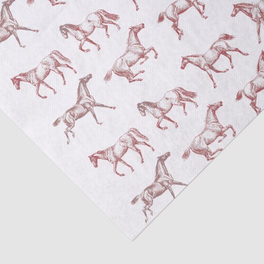 Elegante  galopperende paarden rood wit toilet tissuepapier (Detail)