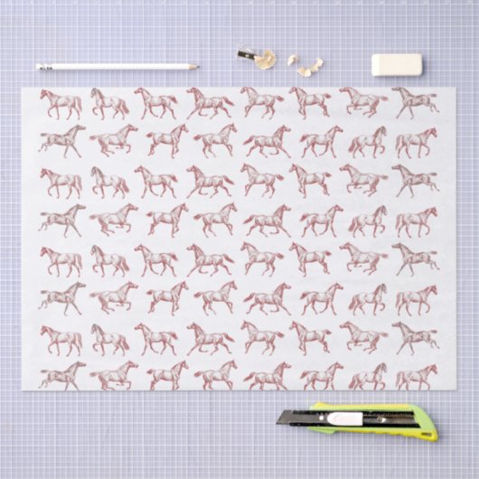 Elegante galopperende paarden rood wit toilet tissuepapier (Craft)