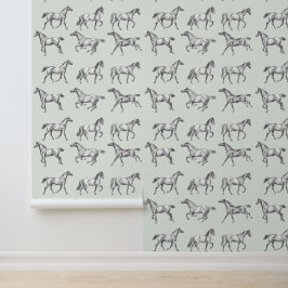Elegante galopperende paarden salie toilet behang