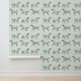 Elegante galopperende paarden salie toilet behang