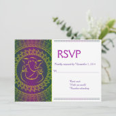 Elegante Ganesh | Indiase God Purple RSVP Kaarten (Staand voorkant)