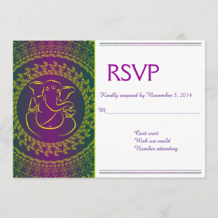 Elegante Ganesh   Indiase God Purple RSVP Kaarten