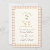 Elegante Gans Boog Gingham Baby Shower Kaart (Voorkant)