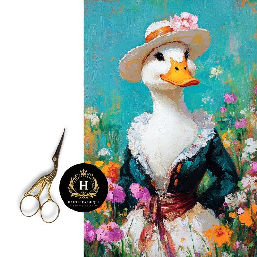 Elegante Gans in Bloemenhoed Decoupage Tissuepapier