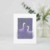 Elegante gans in een lavendeltuin kunstansichtkaar briefkaart (Staand voorkant)