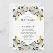 Elegante Gardenia Bloemenbruiloft Kaart (Voorkant)