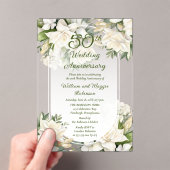 Elegante Gardenia Floral 50ste bruiloft Jubileum Acryl Uitnodigingen (Insitu (Draagbaar))