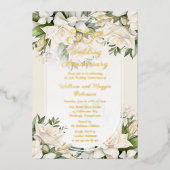 Elegante Gardenia Floral 50ste bruiloft Jubileum Folie Uitnodiging (Voorkant)