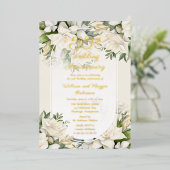Elegante Gardenia Floral 50ste bruiloft Jubileum Folie Uitnodiging (Staand Voorkant)
