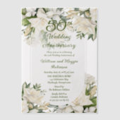 Elegante Gardenia Floral 50ste bruiloft Jubileum Vellum Uitnodigingen (Voorkant)