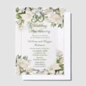 Elegante Gardenia Floral 50ste bruiloft Jubileum Vellum Uitnodigingen (Offset)