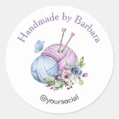 Elegante garenbreinaald ronde sticker (Voorkant)