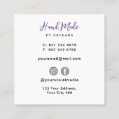 Elegante garenbreinaald vierkante visitekaartje (Achterkant)