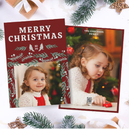 Elegante Garland Border 2 foto Feestdagenkaart