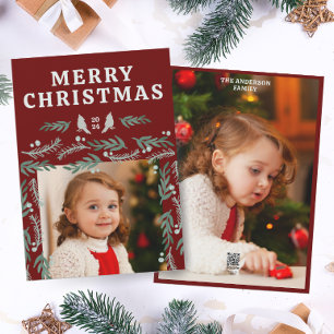 Elegante Garland Border 2 foto Feestdagenkaart