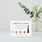 Elegante Gast jurk code kaart, Canva kleding Informatiekaartje (Staand voorkant)