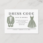 Elegante Gast jurk code kaart, Canva kleding Informatiekaartje (Voorkant)