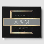 Elegante gastberichten zwart gastenboek (Voorkant)