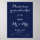 Elegante gastboek bord in navyblauw poster (Voorkant)