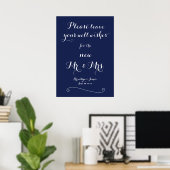 Elegante gastboek bord in navyblauw poster (Thuiskantoor)