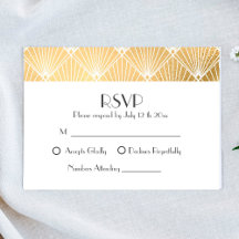 Elegante Gatsby Art Deco Gouden Trouw RSVP