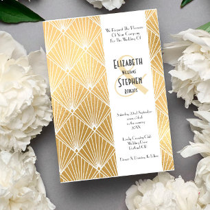 Elegante Gatsby Art Deco Jaren 20 Gouden Trouwdag Kaart