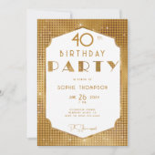 Elegante Gatsby White en Gold Deco 40e verjaardag Kaart (Voorkant)