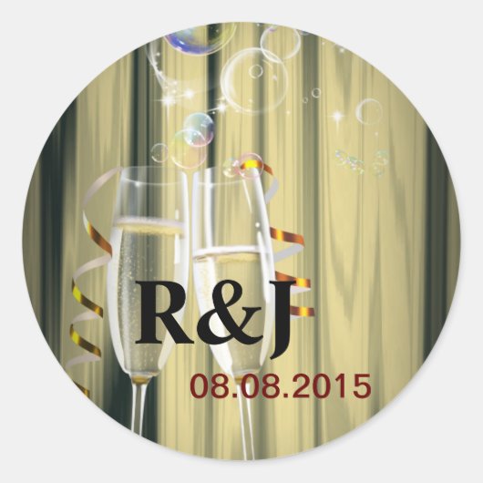 elegante gatsby's die twee maten op champagnebril  ronde sticker (Voorkant)