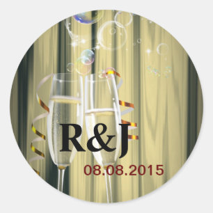 elegante gatsby's die twee maten op champagnebril  ronde sticker