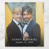 Elegante Gay Bruiloft Paar Foto Wijn Etiket (Enkel label)