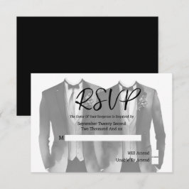 Elegante Gay Bruiloft Twee Grooms in Suits RSVP-ka RSVP Kaartje