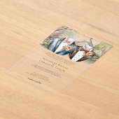 Elegante Gay Garden Wedding Twee bruidegoms in pak Acryl Uitnodigingen (Laagn)