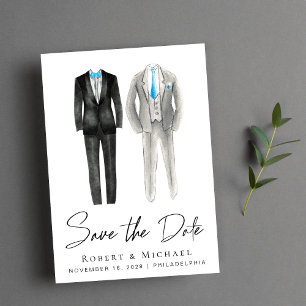 Elegante Gay Trouw Tuxedo Watercolors Save The Date
